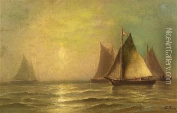 Fishing Fleet Oil Painting - Edward Moran