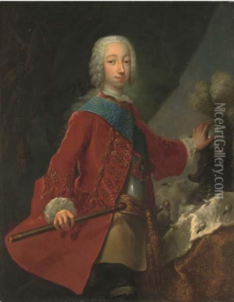 Portrait Of The Grand Duke Peter Fedorovich With A Baton Oil Painting - Georg Christoph Grooth