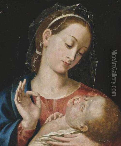 The Madonna And Child Oil Painting - Luis de Morales