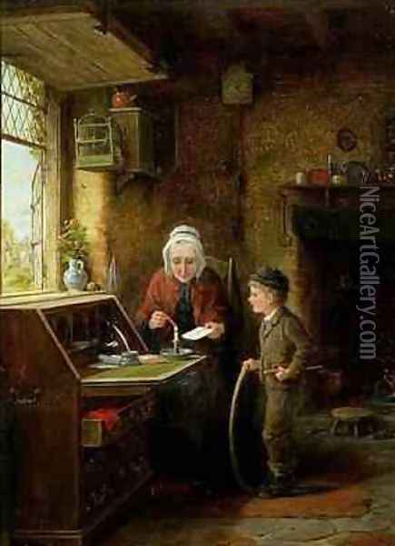 Sealing a Letter Oil Painting - Frederick Daniel Hardy