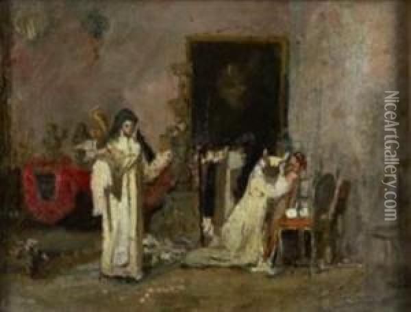 Al Convento Oil Painting - Celestino Turletti