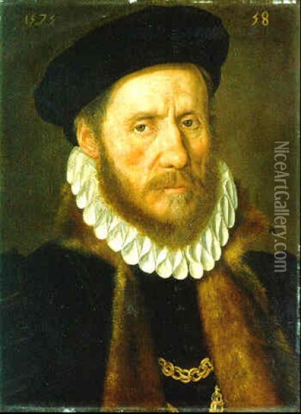 Portrait Of A Bearded Gentleman Oil Painting - Adriaen Thomasz Key