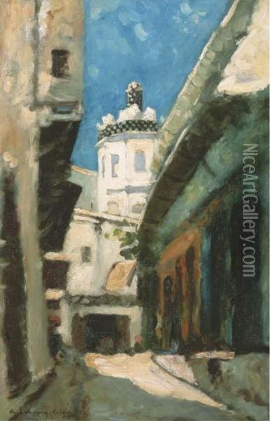 La Rue Des Bouchers A Alger Oil Painting - Albert Lebourg