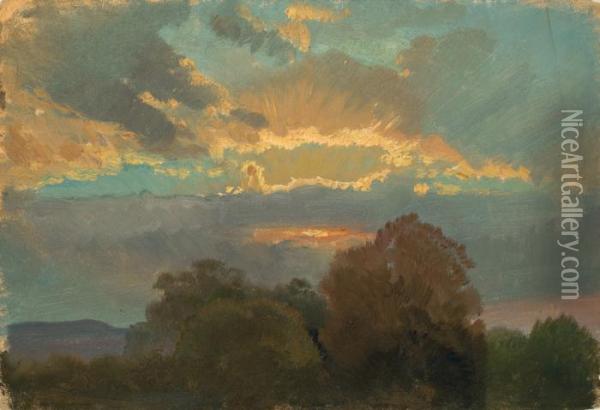 Sonnenuntergang Oil Painting - Carl Hummel