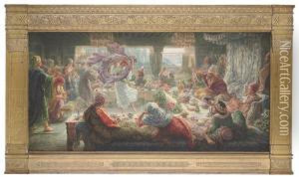 Herod's Feast Oil Painting - Thomas Matthew Rooke