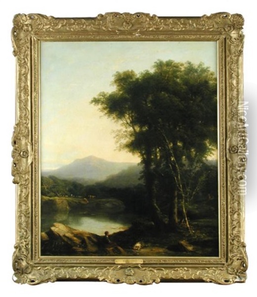 Landscape With Figures In The Foreground Oil Painting - William (of Plymouth) Williams