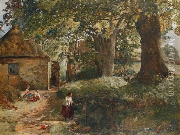 The Farm Well Oil Painting - Alexander Fraser the Younger