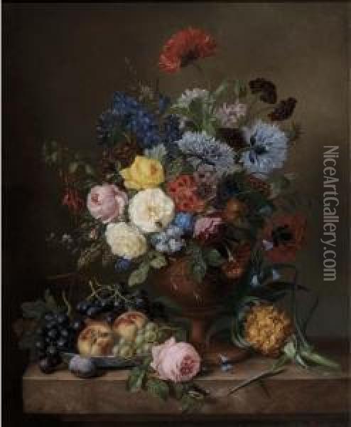 Roses, Poppies, Peonies, Delphinium Oil Painting - Adriana Van Ravenswaay