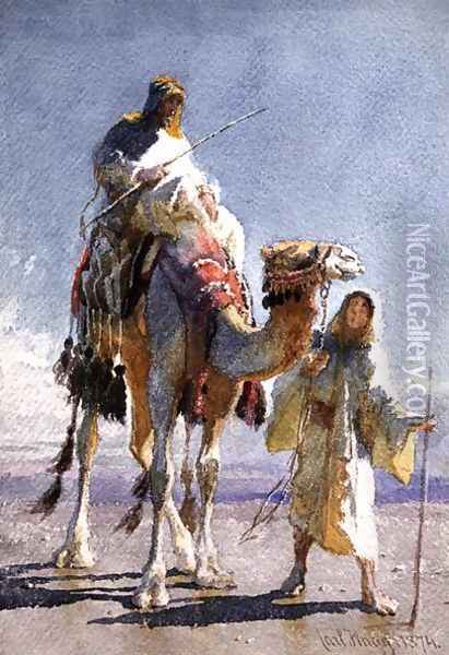 The Shaik and his Guide Oil Painting - Carl Haag
