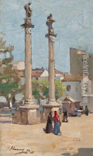 Alameda De Hercules, Seville, Spain Oil Painting - John Lavery