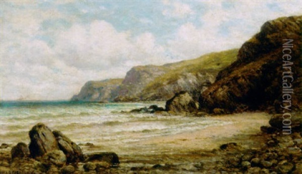 On The Coast, Near Salcombe, Devon Oil Painting - Alfred Glendening Jr.
