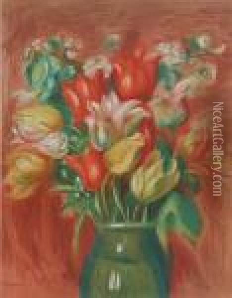 Bouquet De Tulips, A Group Of Seventy-three Large Edition Prints Oil Painting - Pierre Auguste Renoir