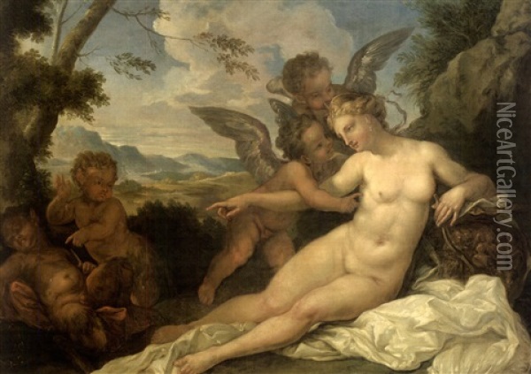 Venus Et Un Faune Oil Painting - Charles Joseph Natoire