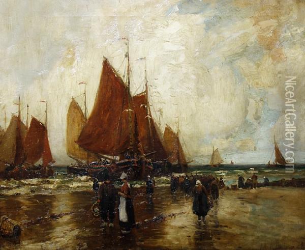 Bringing In The Catch Oil Painting - John Noble Barlow