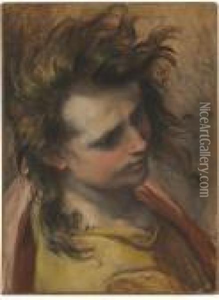 Head Of Saint John The 
Evangelist, An Oil Study For The Entombmentof Christ In The Church Of 
Santa Croce, Senigallia Oil Painting - Federico Fiori Barocci