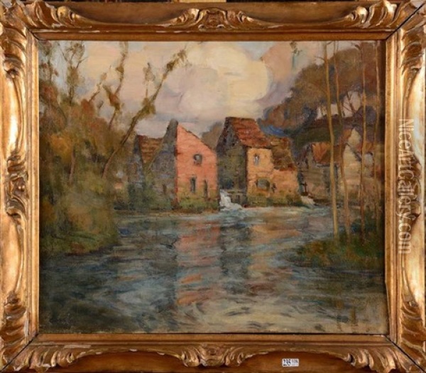 Paysage Au Moulin A Eau Oil Painting - Clarence Montfort Gihon