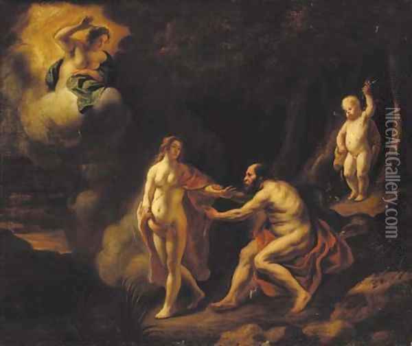 Jupiter and nymph, with Juno above Oil Painting - Jacob Jordaens