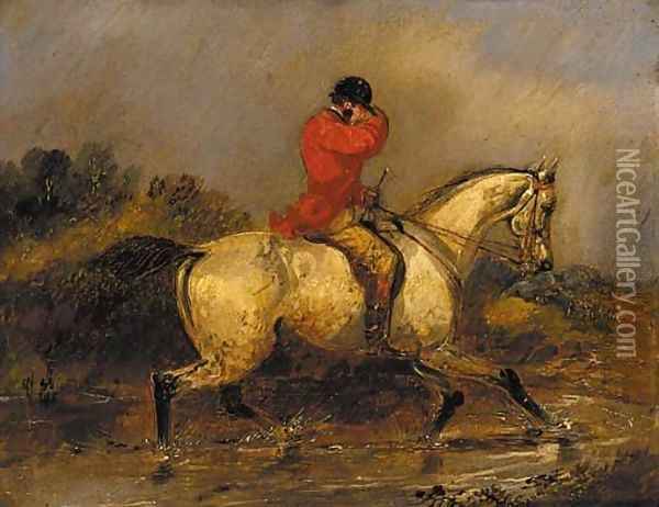 A huntsman crossing a stream Oil Painting - Henry Thomas Alken