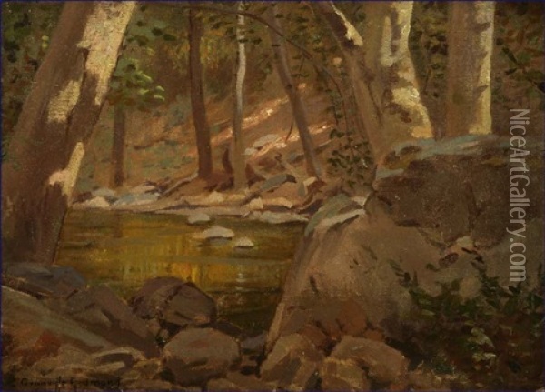 At The Spring Oil Painting - Granville S. Redmond