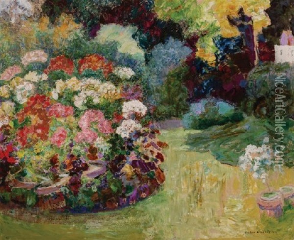 Garden In Bloom Oil Painting - Victor Charreton