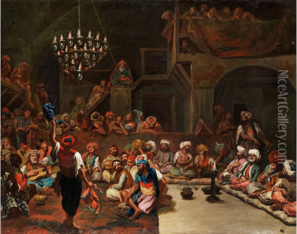 Orientalisches Interieur Oil Painting - Antoine de Favray