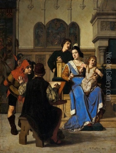 Le Peintre Et La Noble Dame Oil Painting - Wilhelm (Guillaume) Koller