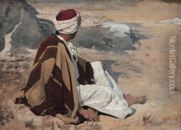 Seated Bedouin Oil Painting - Eugen Felix Prosper Bracht