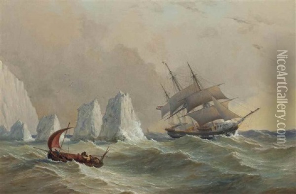 A Dutch Merchantman Passing The Needles Oil Painting - Charles Gregory