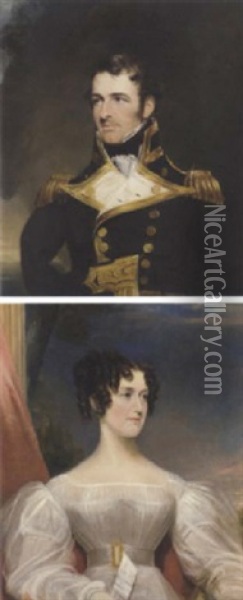 Portrait Of Rear-admiral William Bateman Dashwood In Naval Dress Uniform Oil Painting - James Lonsdale