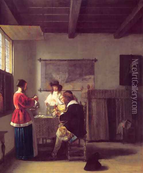 The Visit Oil Painting - Pieter De Hooch