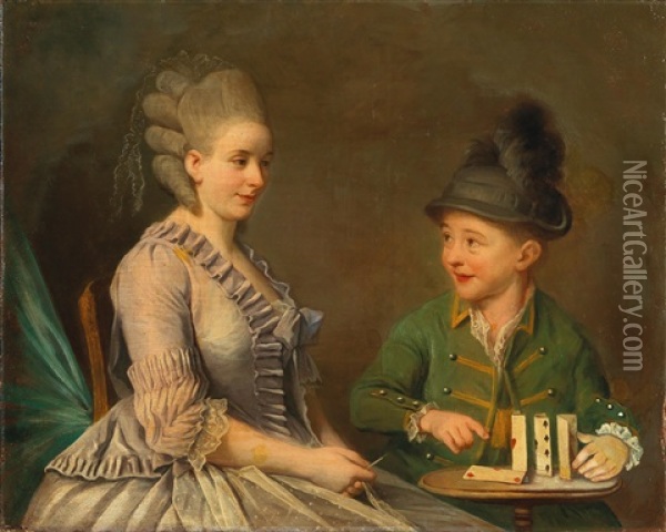 Card Players Oil Painting - Pierre Alexandre Wille