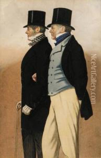 Admiral Rous And Mr Payne, Three-quarter Length Oil Painting - Joshua Dighton