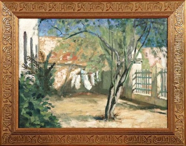 Cour Ensoleillee Au Maroc Oil Painting - Paul Emile Dubois