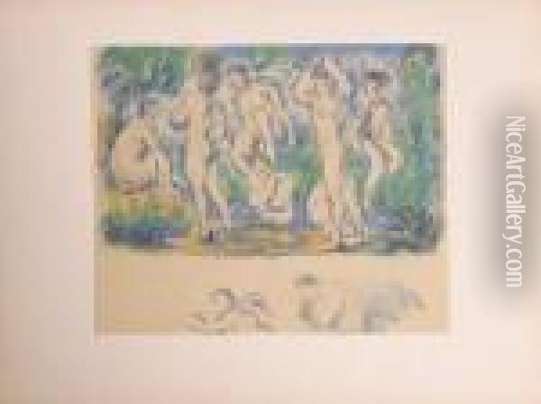 Les Baigneuses, Plate 5 Oil Painting - Paul Cezanne