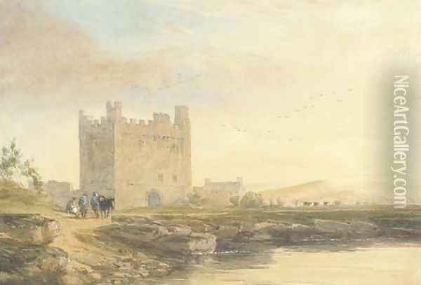 An Old Border Castle Oil Painting - David Cox
