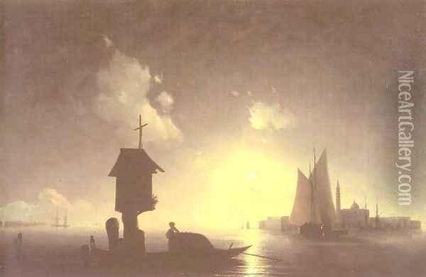 Sea view with chapel Oil Painting - Ivan Konstantinovich Aivazovsky