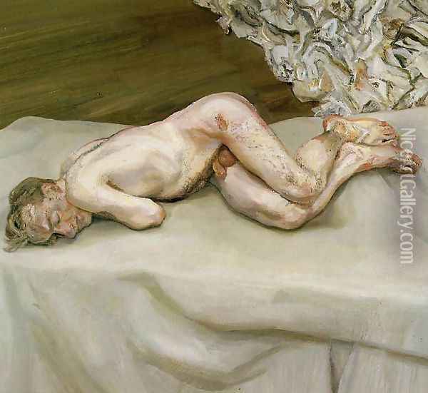 Naked Man on a Bed Oil Painting - Lucian Freud