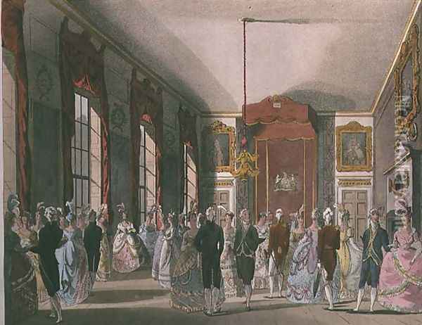 Drawing Room, St. Jamess, from Ackermanns Microcosm of London Oil Painting - T. Rowlandson & A.C. Pugin
