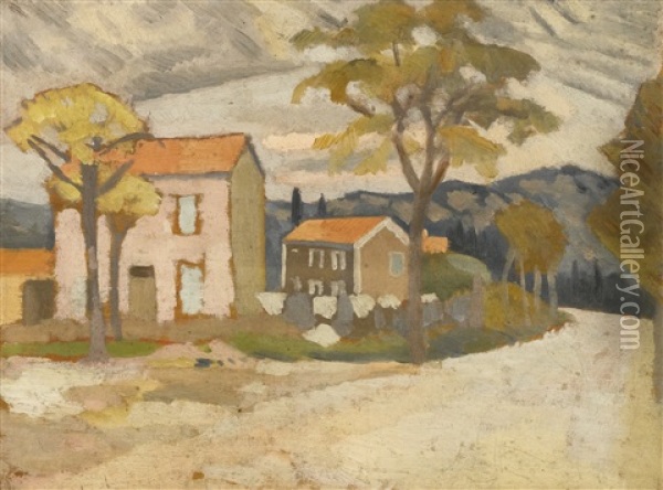 Landscape With Houses, France Oil Painting - Roger Fry