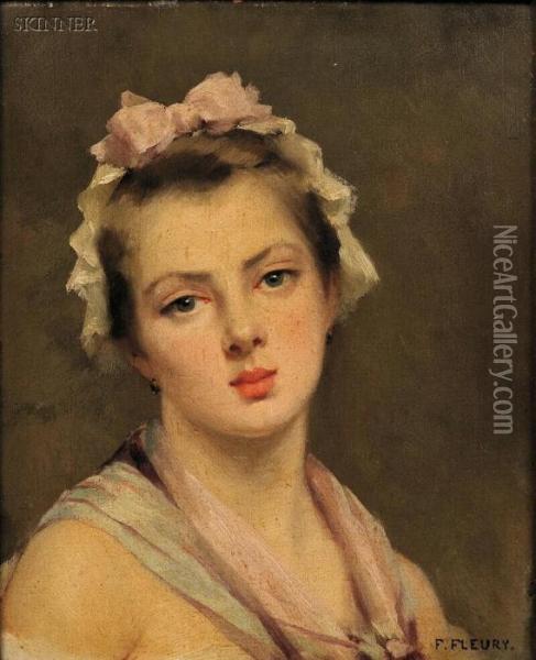 Head Of A Young Woman Oil Painting - Fanny-Laurent Fleury