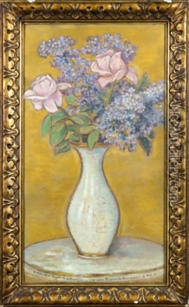 Roses Et Lilas Oil Painting - William Degouve de Nuncques