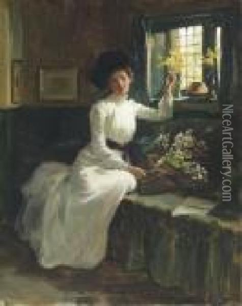 Emblems Of Spring Oil Painting - George Percy Jacomb-Hood