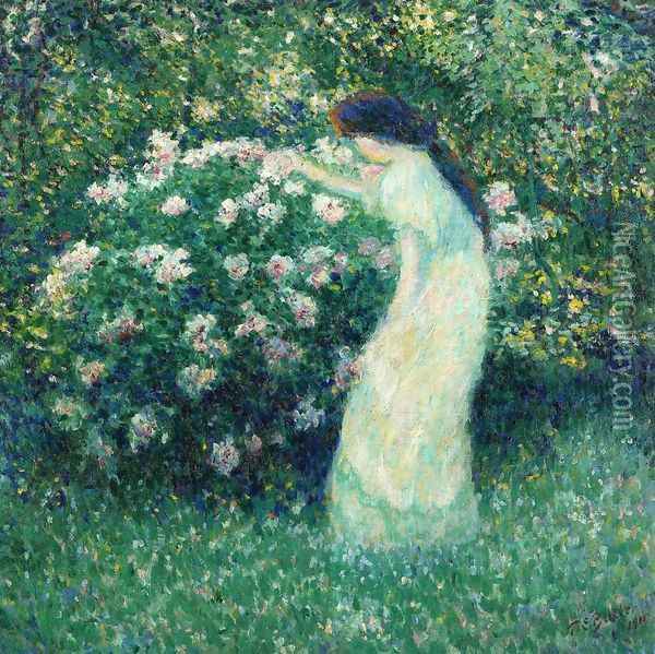 Lili Butler in Claude Monet's Garden Oil Painting - Theodore Butler