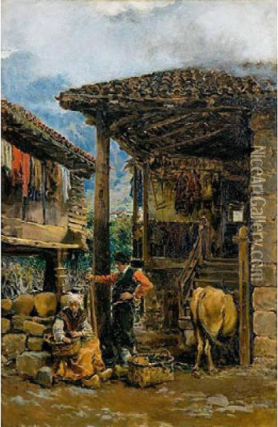 Horreo Asturiano Oil Painting - Salvador Martinez Cubells