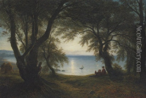 Kincraig Point, Elie: Moonlight Oil Painting - Waller Hugh Paton