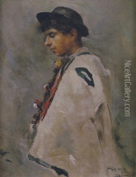 Muchacho Con Capa Oil Painting - Adolfo Guiard y Larrauri