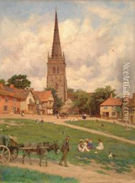 The Villagegreen Oil Painting - William Banks Fortescue
