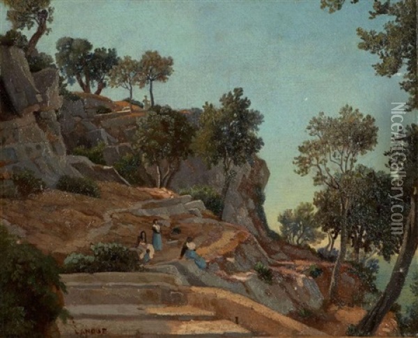Paysage D'italie Oil Painting - Felix-Hippolyte Lanoue