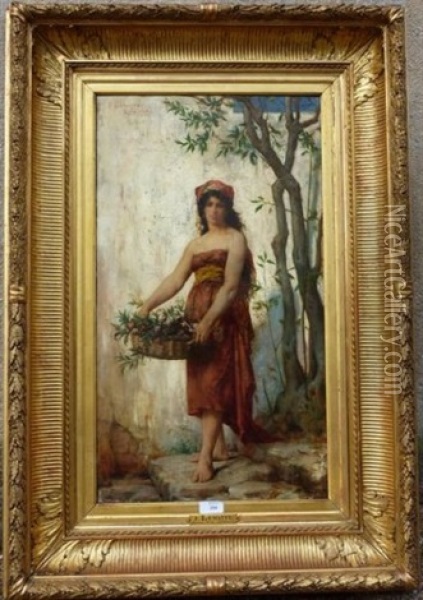 Jeune Italienne Au Panier De Fleurs Oil Painting - Fernand Lematte