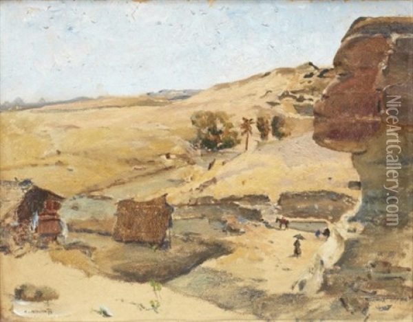 Vid Foten Av Sfinxen, Gizaplatan - Egypten Oil Painting - Leopold Alphons Mielich